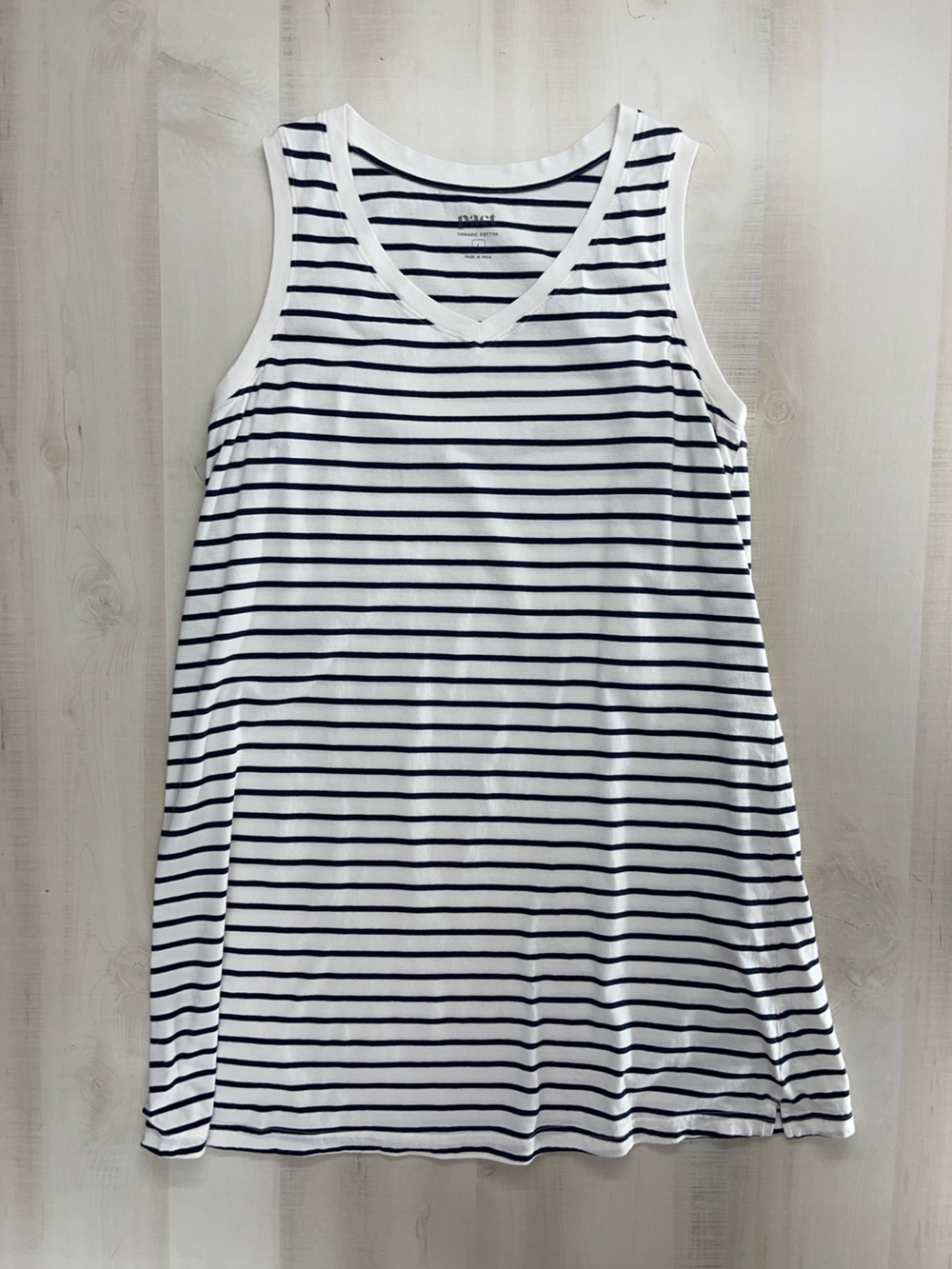 PACT organic cotton striped tank shirt dress summer L